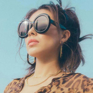 HBK Unisex Big Round Sunglasses Luxury Retro Oversized Shade for Women Men Brand Designer Good Quality Green Black UV400 Oculos
