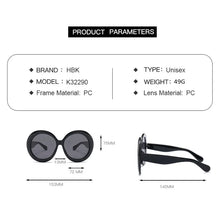 Carica l&#39;immagine nel visualizzatore di Gallery, HBK Unisex Big Round Sunglasses Luxury Retro Oversized Shade for Women Men Brand Designer Good Quality Green Black UV400 Oculos