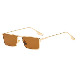 HBK Vintage Small Men's Sunglasses Rectangle Metal Hip Pop Women Sun Glasses Luxury Steampunk Square Sun Glasses Classic Oculos