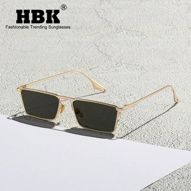 HBK Vintage Small Men's Sunglasses Rectangle Metal Hip Pop Women Sun Glasses Luxury Steampunk Square Sun Glasses Classic Oculos
