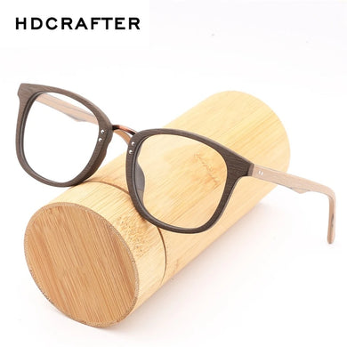 HDCRAFTER Glasses Frames Wooden Men and Women Vintage Glasses with Clear Lens Wood Glasses Frame