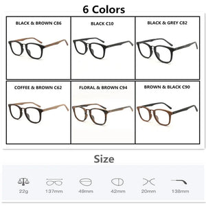 HDCRAFTER Glasses Frames Wooden Men and Women Vintage Glasses with Clear Lens Wood Glasses Frame