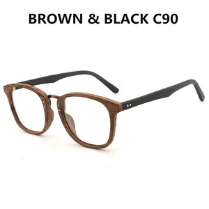 HDCRAFTER Glasses Frames Wooden Men and Women Vintage Glasses with Clear Lens Wood Glasses Frame