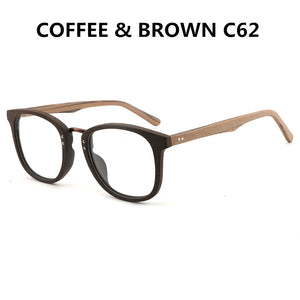 HDCRAFTER Glasses Frames Wooden Men and Women Vintage Glasses with Clear Lens Wood Glasses Frame