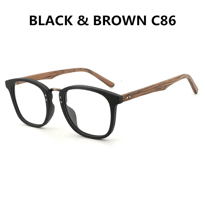 HDCRAFTER Glasses Frames Wooden Men and Women Vintage Glasses with Clear Lens Wood Glasses Frame