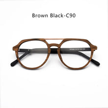 Load image into Gallery viewer, HDCRAFTER  Retro Glasses Frame Wooden Men Optical Myopia Eyewear Frame Prescription Eyeglasses Lenses Double Bridge