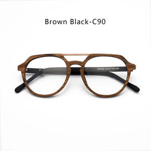 HDCRAFTER  Retro Glasses Frame Wooden Men Optical Myopia Eyewear Frame Prescription Eyeglasses Lenses Double Bridge