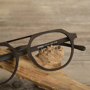HDCRAFTER  Retro Glasses Frame Wooden Men Optical Myopia Eyewear Frame Prescription Eyeglasses Lenses Double Bridge