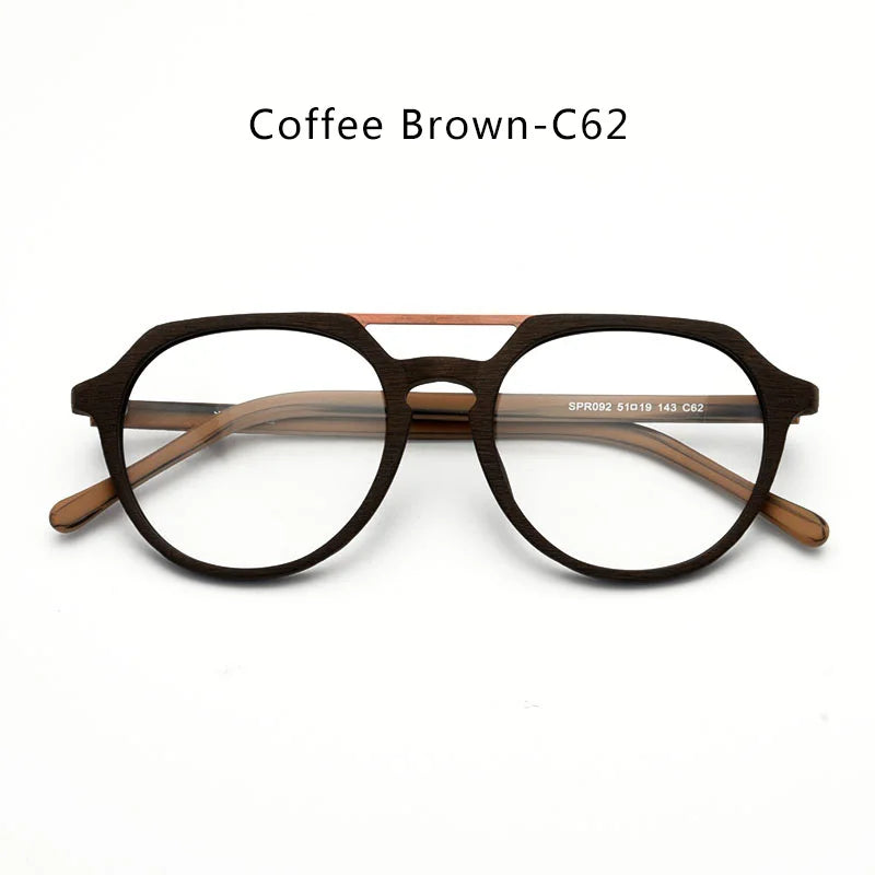 HDCRAFTER  Retro Glasses Frame Wooden Men Optical Myopia Eyewear Frame Prescription Eyeglasses Lenses Double Bridge