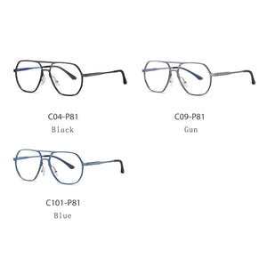 HDCRAFTER Men Metal Prescription Glasses Frrame Square Anti Blue Rays Eyeglasses Oversized Eyewear Myopia Presbyopia Glasses