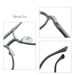 HDCRAFTER Men Metal Prescription Glasses Frrame Square Anti Blue Rays Eyeglasses Oversized Eyewear Myopia Presbyopia Glasses