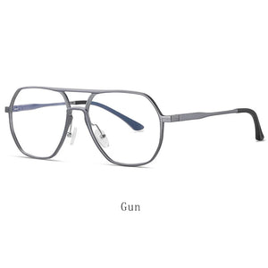 HDCRAFTER Men Metal Prescription Glasses Frrame Square Anti Blue Rays Eyeglasses Oversized Eyewear Myopia Presbyopia Glasses