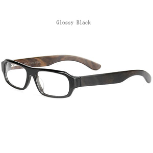 HDCRAFTER Optical Acetate Frame Real Wood Temple Glasses Frame Men Myopia Eyeglasses Prescription Clear Lenses Korea Eyewear