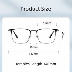 HDCRAFTER Optical Glasses Pure Titanium Full-rim Square Frame Prescription Eyeglasses Men Glasses for Male Grade Eyewear medical