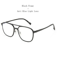 Load image into Gallery viewer, HDCRAFTER Oversized Vintage Pilot Man Glasses Frame with Anti Blue Light Lens Women Optical Myopia Prescription Eyeglasses Frame
