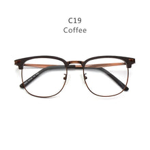 Load image into Gallery viewer, HDCRAFTER Retro Wood Square Large Frame Eyeglasses Wood Metal Optical Prescription Glasses Frame Men Myopia Reading Eyewear