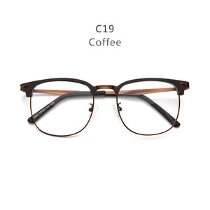 HDCRAFTER Retro Wood Square Large Frame Eyeglasses Wood Metal Optical Prescription Glasses Frame Men Myopia Reading Eyewear