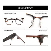 Load image into Gallery viewer, HDCRAFTER Retro Wood Square Large Frame Eyeglasses Wood Metal Optical Prescription Glasses Frame Men Myopia Reading Eyewear