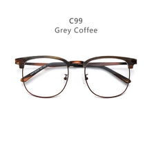 Load image into Gallery viewer, HDCRAFTER Retro Wood Square Large Frame Eyeglasses Wood Metal Optical Prescription Glasses Frame Men Myopia Reading Eyewear
