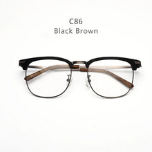 Load image into Gallery viewer, HDCRAFTER Retro Wood Square Large Frame Eyeglasses Wood Metal Optical Prescription Glasses Frame Men Myopia Reading Eyewear
