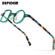 Load image into Gallery viewer, Acetate Glasses Frame Men   Retro Vintage Left Square Right Round Eyeglasses Myopia Optical Spectacles Eyewear 9155