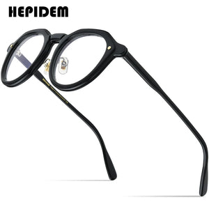 HEPIDEM Acetate Glasses Frame Men   Vintage Retro Round Eyeglasses Women Optical Prescription Spectacles Eyewear 9206