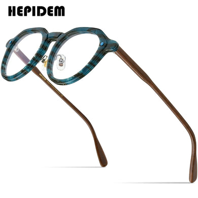 HEPIDEM Acetate Glasses Frame Men   Vintage Retro Round Eyeglasses Women Optical Prescription Spectacles Eyewear 9206