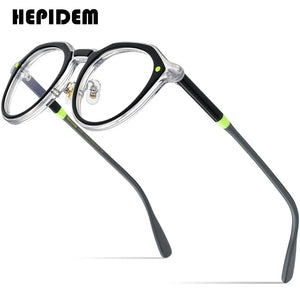 HEPIDEM Acetate Glasses Frame Men   Vintage Retro Round Eyeglasses Women Optical Prescription Spectacles Eyewear 9206