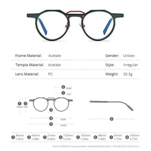 Load image into Gallery viewer, Acetate Glasses Frame Men 2022 Vintage Retro Round Eyeglasses Women Optical Prescription Spectacles Eyewear 9197