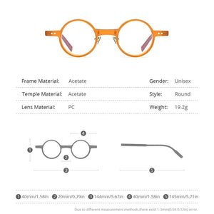 HEPIDEM Acetate Glasses Frame Men  Vintage Retro Small Round Eyeglasses Women Optical Prescription Spectacles Eyewear 9177