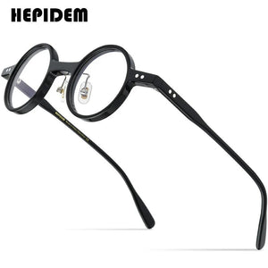 HEPIDEM Acetate Glasses Frame Men  Vintage Retro Small Round Eyeglasses Women Optical Prescription Spectacles Eyewear 9177