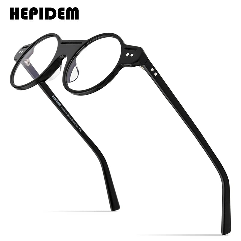 HEPIDEM Acetate Glasses Frame Men Retro Vintage Round Eyeglasses Women Myopia Optical Prescription Spectacles Eyewear 9162
