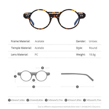 Load image into Gallery viewer, HEPIDEM Acetate Glasses Frame Men Retro Vintage Round Eyeglasses Women Myopia Optical Prescription Spectacles Eyewear 9162