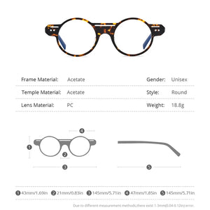HEPIDEM Acetate Glasses Frame Men Retro Vintage Round Eyeglasses Women Myopia Optical Prescription Spectacles Eyewear 9162