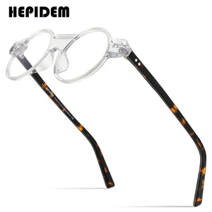 HEPIDEM Acetate Glasses Frame Men Retro Vintage Round Eyeglasses Women Myopia Optical Prescription Spectacles Eyewear 9162