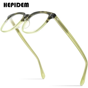 HEPIDEM  Acetate Glasses Frame Men Square Prescription Eyeglasses Women Male Nerd Myopia Optical Clear Spectacles Eyewear 9114
