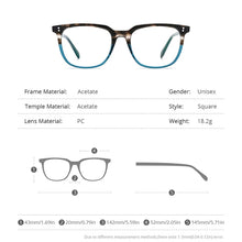 Load image into Gallery viewer, HEPIDEM  Acetate Glasses Frame Men Square Prescription Eyeglasses Women Male Nerd Myopia Optical Clear Spectacles Eyewear 9114