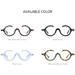 HEPIDEM Acetate Glasses Women   Three Fourths 3/4 Round Prescription Eyeglasses Frame Men Optical Spectacles Eyewear 9191