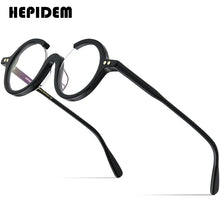 Load image into Gallery viewer, HEPIDEM Acetate Glasses Women   Three Fourths 3/4 Round Prescription Eyeglasses Frame Men Optical Spectacles Eyewear 9191