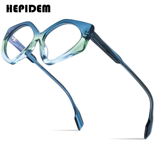HEPIDEM Occhiali da vista in acetato sfumato Telaio da uomo Design con diamanti Cat Eye Occhiali da vista Donna Occhiali da vista ottici Occhiali H9333