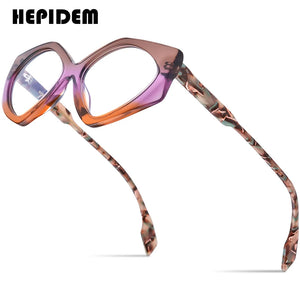 HEPIDEM Gradient Acetate Glasses Frame Men Diamond Design Cat Eye Eyeglasses Women Optical Prescription Spectacles Eyewear H9333