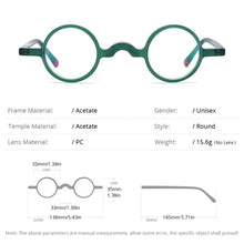 Load image into Gallery viewer, HEPIDEM Matte Acetate Glasses Frame Men   Optical Small Round Eyeglasses Women Retro Prescription Spectacles Eyewear 9266