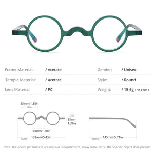 HEPIDEM Matte Acetate Glasses Frame Men   Optical Small Round Eyeglasses Women Retro Prescription Spectacles Eyewear 9266