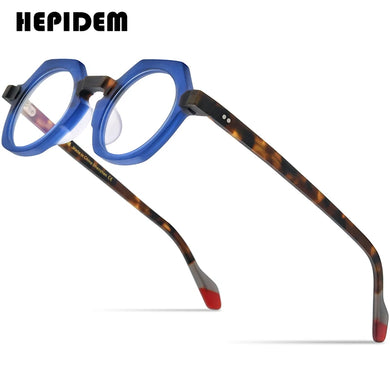 HEPIDEM Multicolor Acetate Glasses Frame Men  Retro Polygon Eyeglasses Women Optical Prescription Spectacles Eyewear 9229