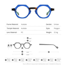 Load image into Gallery viewer, HEPIDEM Multicolor Acetate Glasses Frame Men  Retro Polygon Eyeglasses Women Optical Prescription Spectacles Eyewear 9229