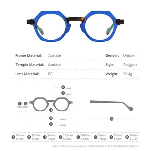 HEPIDEM Multicolor Acetate Glasses Frame Men  Retro Polygon Eyeglasses Women Optical Prescription Spectacles Eyewear 9229