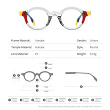 Load image into Gallery viewer, HEPIDEM Multicolor Acetate Glasses Frame Men Retro Small Round Eyeglasses Women Optical Prescription Spectacles Eyewear 9226