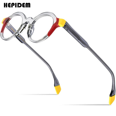 HEPIDEM Multicolor Acetate Glasses Frame Men Retro Small Round Eyeglasses Women Optical Prescription Spectacles Eyewear 9226