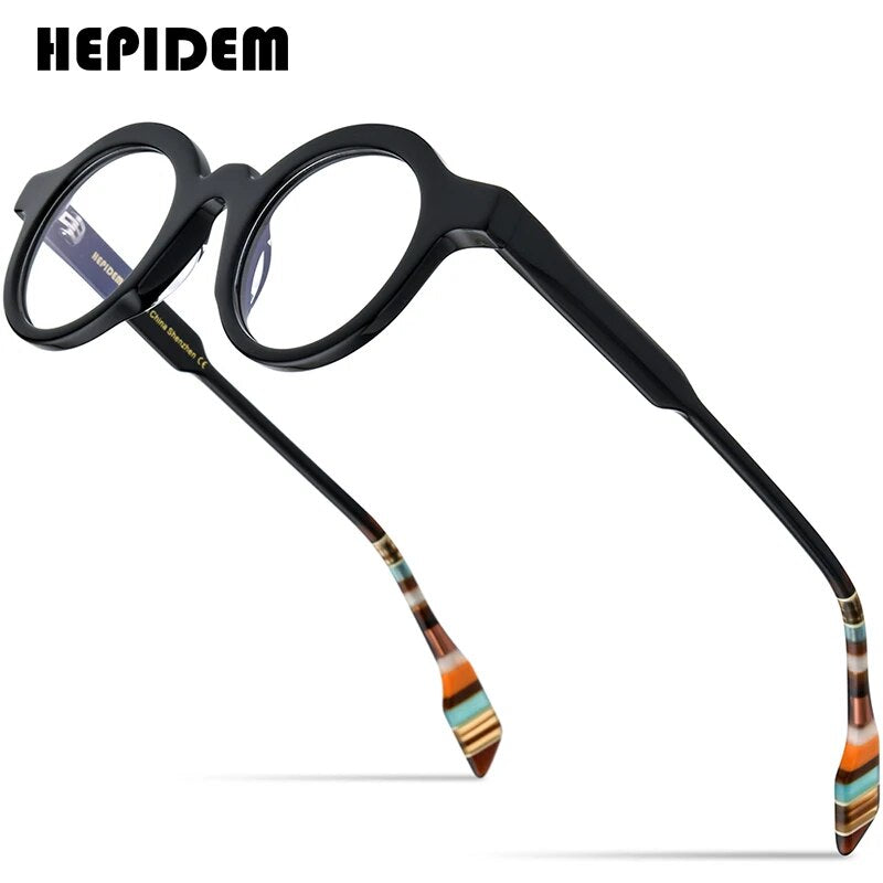 HEPIDEM Multicolor Acetate Glasses Frame Men Retro Small Round Eyeglasses Women Optical Prescription Spectacles Eyewear 9226