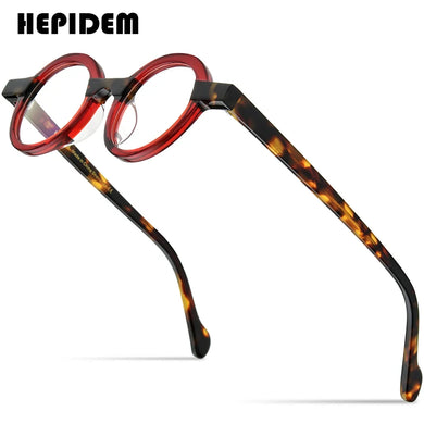 HEPIDEM Multicolor Acetate Glasses Frame Men Vintage Round Eyeglasses Women Myopia Optical Prescription Spectacles Eyewear 9231